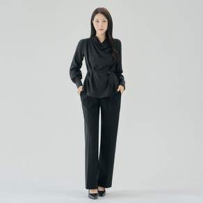 더웨이나인 정장 바지 슬랙스 밴딩 일자 키작녀 면접 릴렉스 사계용