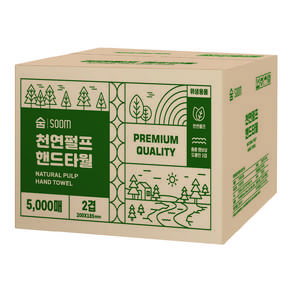 SOOM 100% 천연펄프 무형광 핸드타올 5000매 키친타올 페이퍼타올