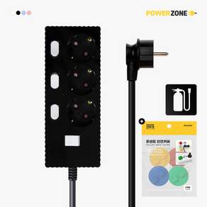 파워존 자동소화 4000W 고용량 웨이브 개별스위치 과부하차단 3구 멀티탭 50cm 1.5m 3m 5m 7m