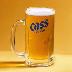 카스 프레시 맥주잔 cass fresh 얼음맥주 호프집 유리 손잡이컵