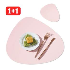KOEWEI 삼각형 양면 식탁매트+ 컵받침 2개 세트