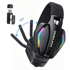 ONIKUMA RGB 무선 게이밍 헤드셋 3모드 연결 무선 블루투스+무선 2.4GHz +유선 연결