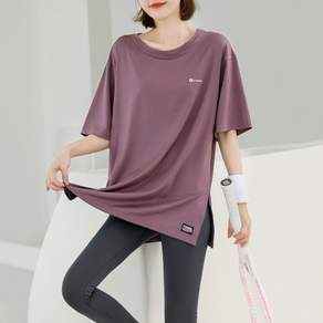 ORZQU 여성 빅 사이즈 여름 반팔티 트레이닝 티셔츠 루즈핏 헬스복 필라테스복 요가복