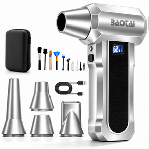 BaoTai 초강력 무선 에어건 차량용 청소기 4단계 터보 제트 블로워 300000 RPM LED 조명 배터리 잔량 표시