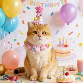 엘유엔 반려동물 생일케이프 모자 숫자스티커 세트