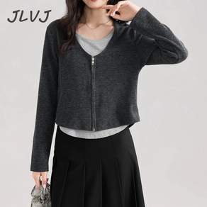 JLVJ 여성용 긴팔 티셔츠 슬림핏 레이어드 여성 티셔츠