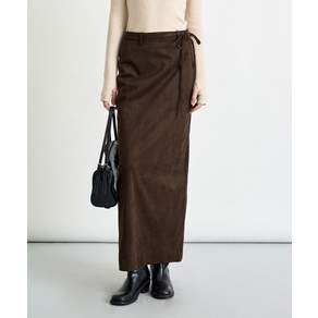 커스텀어클락 COSTUMEOCLOCK WOMAN 보라끌레르 PICK 포멀 슬릿 H라인 맥시 스커트 스웨이드 브라운 COWSK005BROWN