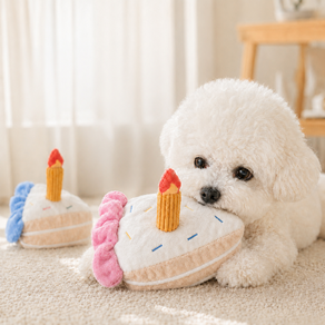 강아지 장난감 생일 케이크 장난감 봉제 인형 스트레스 해소