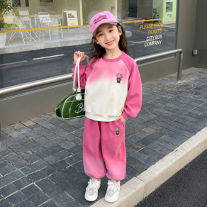오스틱니 [KC 인증] 여아 봄/가을 주니어 심플 그라데이션 캐주얼 투피스 세트 청소년 아동 상하복세트