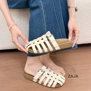 ZAJA 여름 여성 슬리퍼 외출용 편안한 메쉬 뮬 슬리퍼 데일리 슬립온 3cm