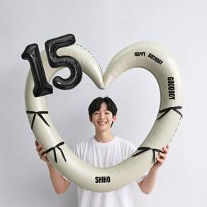 해피제이니 블랙 숫자 하트프레임 풍선 생일파티용품세트(프리레터링 시트지 포함) 포토존