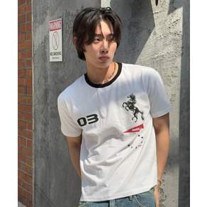 아모우 Sporty Horse Half T-shirts WHITE