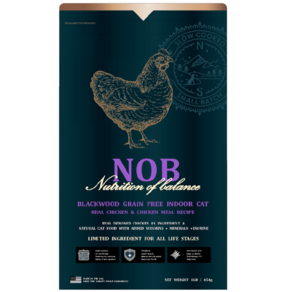 블랙우드 NOB 그레인프리 LID 인도어 캣(리얼닭고기) 454g x 4개(1.80kg)