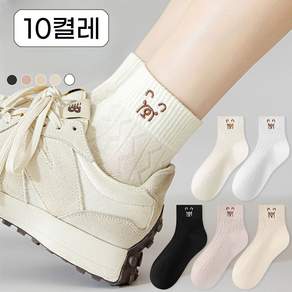 10개1세트 뷰티 여성 봄여름 곰돌이 단목 양말 5종 10켤레 세트