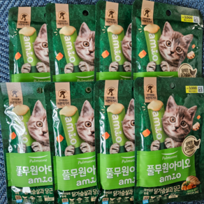 풀무원 아미오 고양이 퓨레 60g x 8개 짜먹는 영양간식 닭가슴살 습식간식