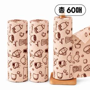 리빙만렙 1+1+1 (총 60장) 빨아쓰는 롤 행주