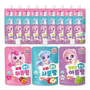 캐치티니핑 퐁당 음료수 하츄핑 자두 + 사뿐핑 사과 + 아름핑 청포도