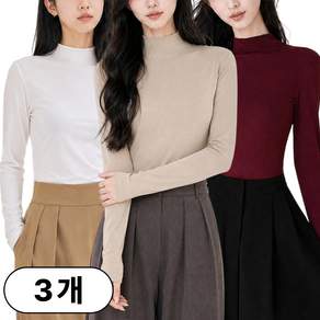 1+1+1스타일아유 여성 비스코사 반목 폴라 긴팔 티셔츠 슬림핏 스판 이너 데일리 캐주얼 베이직 심플 가을 겨울 상의 3종 세트 TS4279