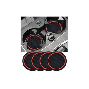 4PCS 카 코스터 카 액세서리 인테리어 컵 홀더용 2.75인치 논슬립 PVC 코스터 유니버설 블랙 앤 퍼플