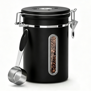 커피빈 보관통 1800ml 블랙 스푼 포함 커피 밀폐용기