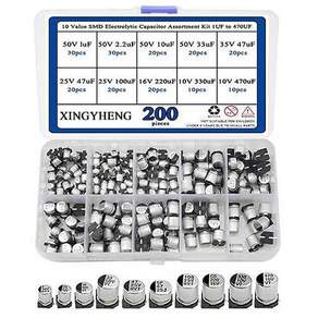 SMD 전해 커패시터 키트 1UF 470UF 200 알루미늄 플라스틱 케이스