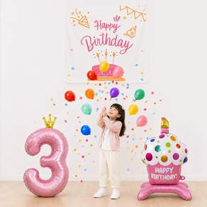 이벤트홀릭 서프라이즈 드롭 생일 현수막 세트 숫자풍선 컨페티 파티용품
