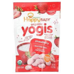 해피 패밀리 오가닉스 Happy Baby 유기농 요기스 동결건조 요거트 과일스낵 딸기 28g(1oz) HAP-00147