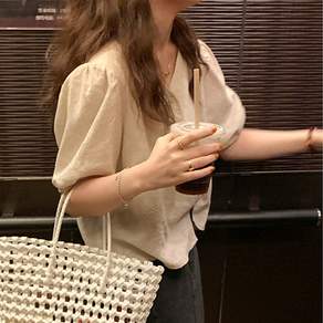 메이킹유 브이넥 벌룬 반팔 599에르드블라우스(L사이즈추가)