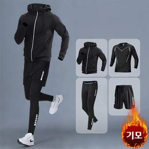 미스손 남성 가을 겨울 기모 러닝복 4종세트 후드집업 긴팔티 레깅스 반바지 운동복 헬스복 트레이닝복 상하의 AL26DW049