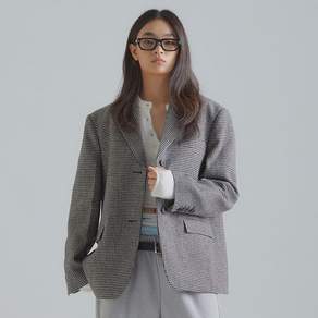 프랜틱서비스 오버사이즈 싱글 울 자켓 그레이하운드투스
