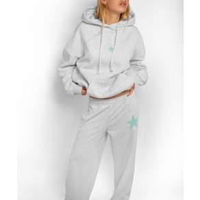 SUBDUED 섭듀드 Wide-leg Sweatpants with Star Patch (GREY AQUAMARINE)
