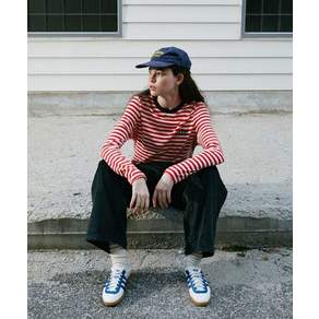 그린버터 Chain-Needlework Stripe Tee (Red)