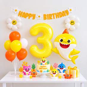 해피제이니 아기상어 풍선 생일파티용품 세트 두돌생일상