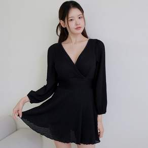 로그미 여성 긴팔 빅사이즈 원피스 수영복 블랙
