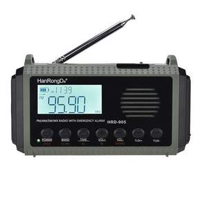 Hanrongda Hrd-905 Fm 다중 대역 라디오 태양열 충전 조명을 지원하는 휴대용 충전 은행 휴대용 라디오 Sos Alarm-A