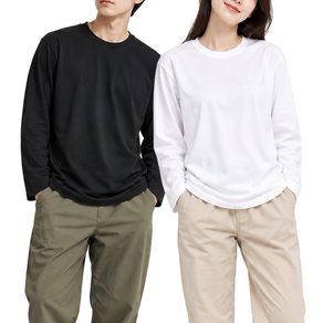 프린트스타 102 무지 라운드넥 면 긴팔 티셔츠