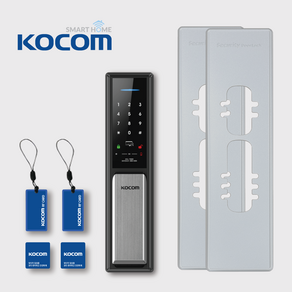 코콤 KDL-TS7000 실버+보강판세트 무타공 디지털도어락 번호키 현관문 도어락 교체 설치