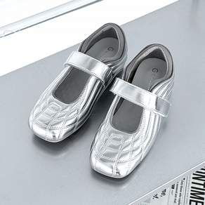 실버 스퀘어 키높이 메리제인 슈즈 5.5CM