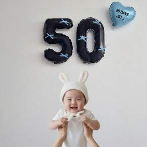레몬스튜디오 50일셀프촬영 블랙 숫자 하트풍선세트 완성리본 자유레터링 스티커