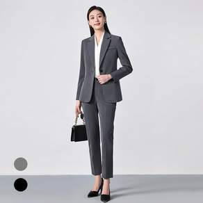 Titikong 여성 정장세트 셋업 베이직 유니폼 수트 투피스 빅사이즈 데일리 팬츠 셋트