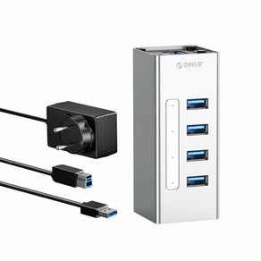 오리코 4포트 USB 3.0 12V 2.4A 알루미늄 유전원 USB허브 A3H4 - USB허브