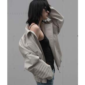 팬시클럽 FANCY CLUB 레이서 레더 자켓 IVORY F26ZA507