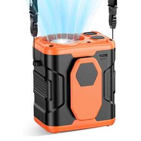 허리벨트 선풍기 바디 목에거는 쿨링 등산 휴대용 탁상용 오렌지 5000mAh