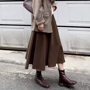 JLVJ 여성 가을 롱스커트 A라인 롱치마 데일리 캐주얼 치마