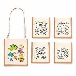 [바이오로드] 패브릭 주트백 꾸미기 DIY 키트 어린이 유아 초등 색칠 미술놀이 가방 크로스백 학교 유치원 만들기 수업 재료