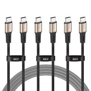 SKY 비트 60W PD PPS C타입 고강도 패브릭 초고속충전 골드 메탈 케이블
