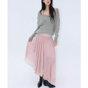 미치코런던 코시노 MICHIKO LONDON KOSHINO 언밸런스 쉬폰 스커트 샌드 핑크 212557