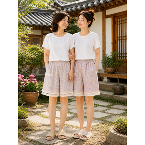 1+1 여성 냉장고 바지 인견 5부바지 잠옷 반바지 여름 홈웨어 밴딩팬츠 6종
