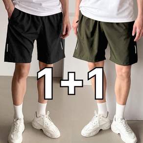 핏노블 2P 남자 반바지 5부 여름용 트레이닝 밴딩 팬츠 1+1