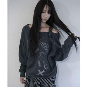 팬시클럽 FANCY CLUB 원숄더 버클 스웻셔츠 CHARCOAL F26ZB063